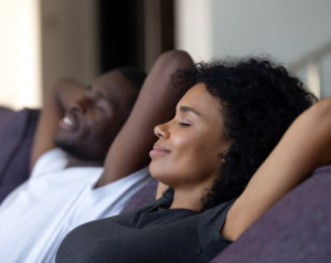 couple relaxing in AC comfort