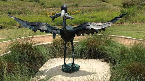 Sculpture of Bird With Fish In Mouth at Cedar Park Sculpture Garden, Cedar Park, TX-Sculpture-Garden